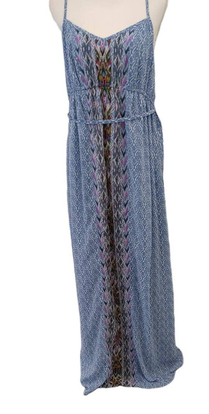 Jessica Simpson Maternity Maxi Dress Spaghetti Straps Large Blue